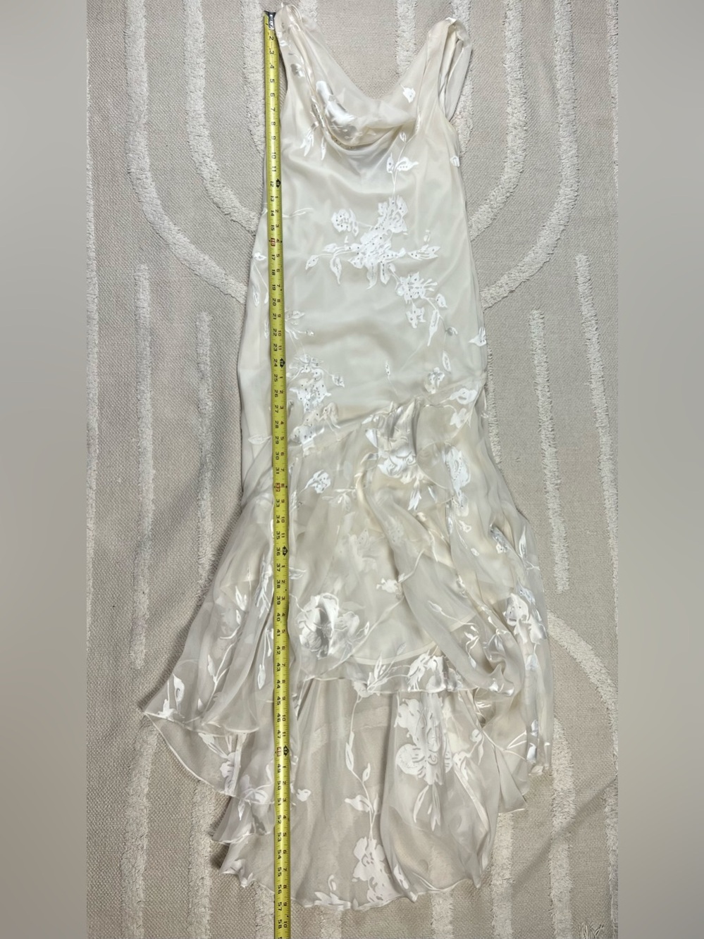 Vintage Beaded Draped Cream Silk Blend Dress – Fairy Dress – Size 4 - Picture 14 of 16